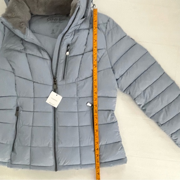 Calvin Klein Hooded Winter Puffer Coat Water Resistant Soft Luxury Women’s Large - Picture 16 of 17